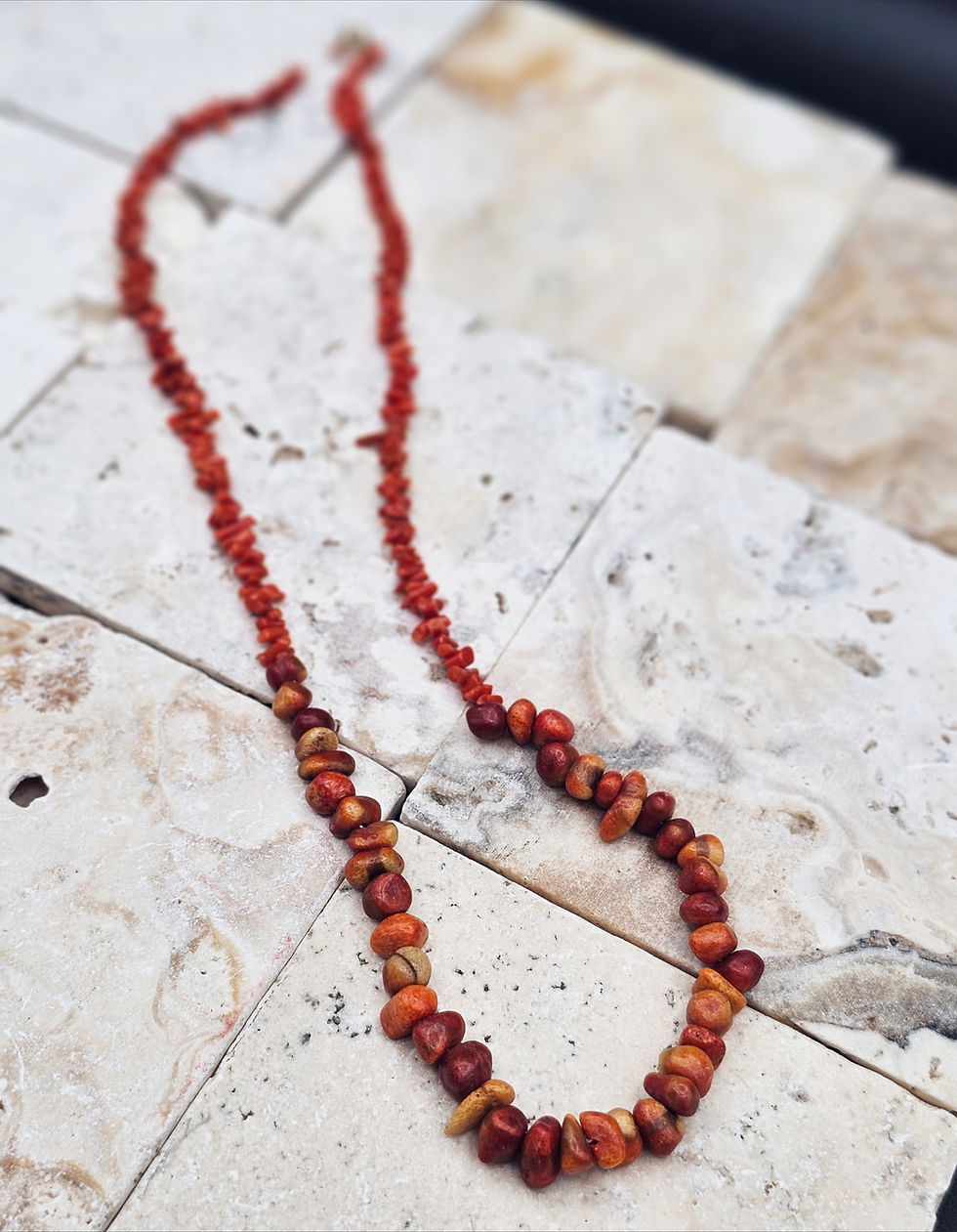 Thumbnail: Vintage Natural Coral Nugget Necklace – 14K Gold Clasp – 24" – 24.32g