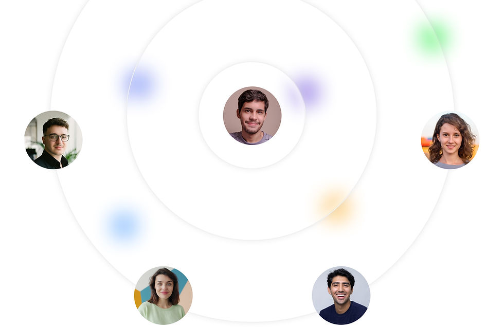 Team collaboration illustration with connected team members