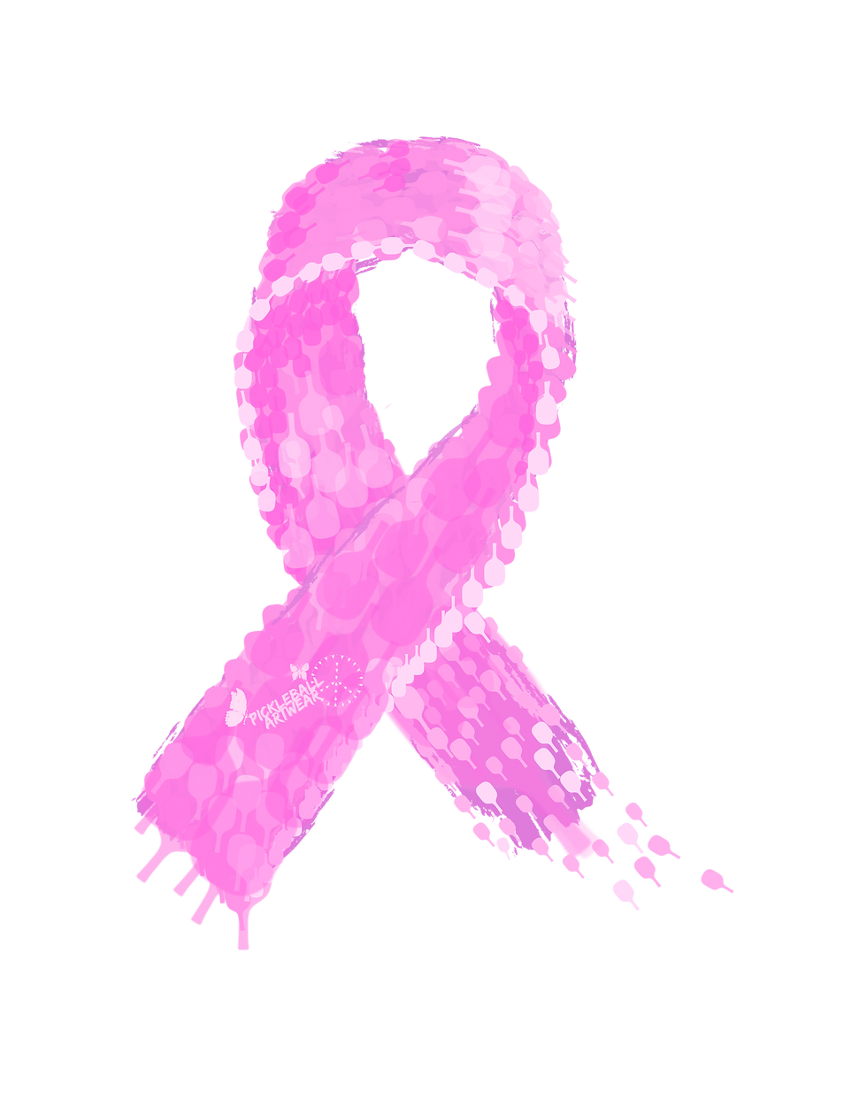 pickleball paddle images make up this pink ribbon, dink for pink