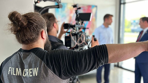 Visionaery Productions crew filming financial services video production project