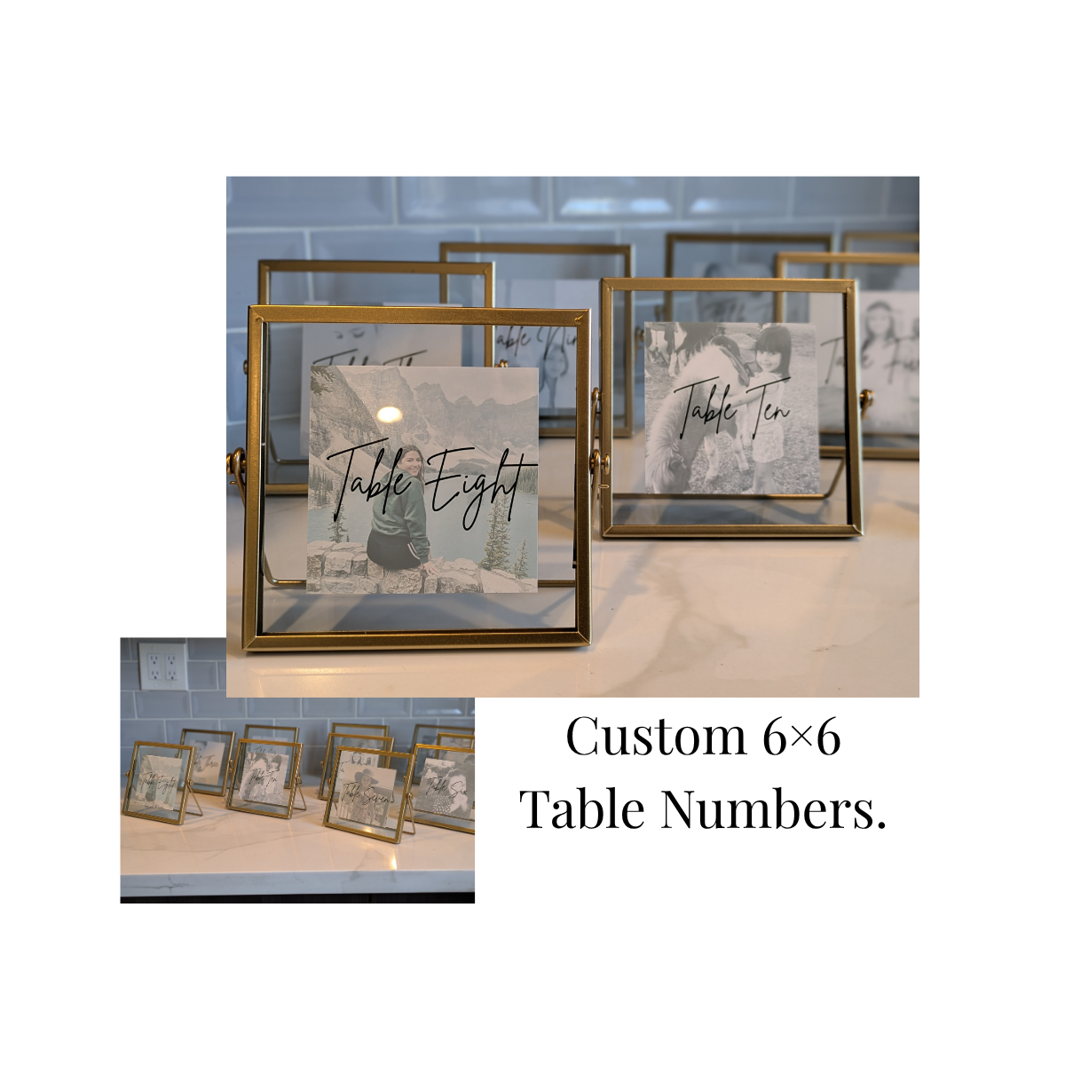 Gold Floating Frames Table Number