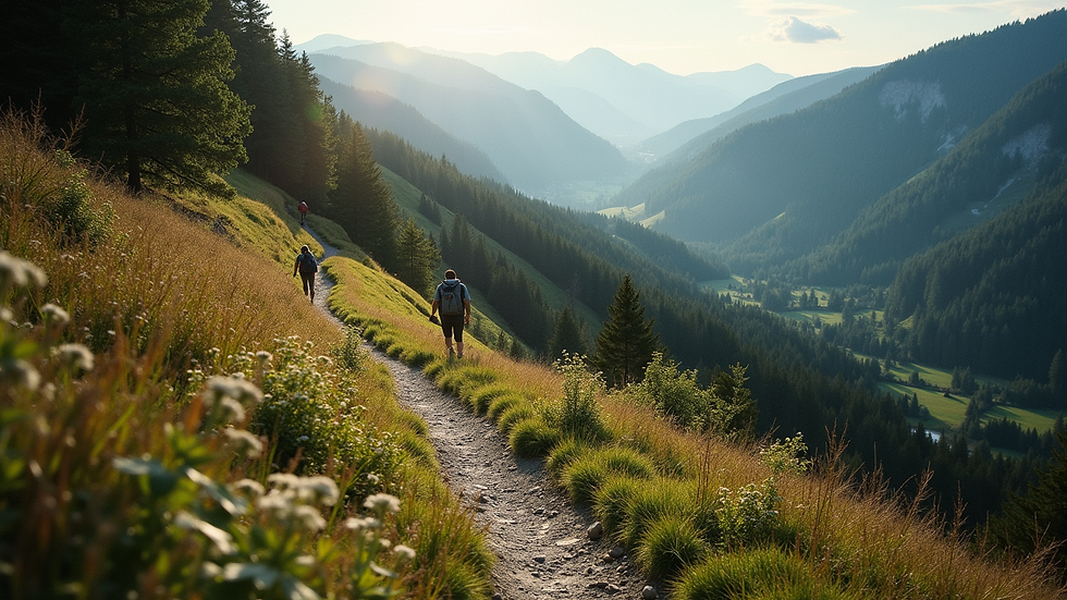 High angle view of a hiking trail in the Black Forest