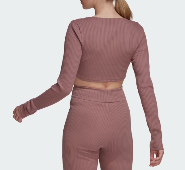 Hình thu nhỏ: Áo Thun Nữ Adidas Studio Lounge Ribbed Cropped Long Sleeve Tee 100% Chính Hãng