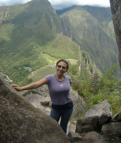 Malena visiting Machu Picchu in the Andes mountains of Peru