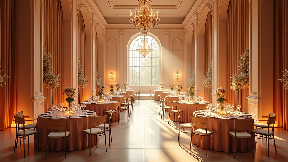 High angle view of a beautifully decorated event venue