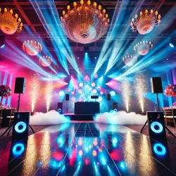 an event setup featuring a DJ booth
