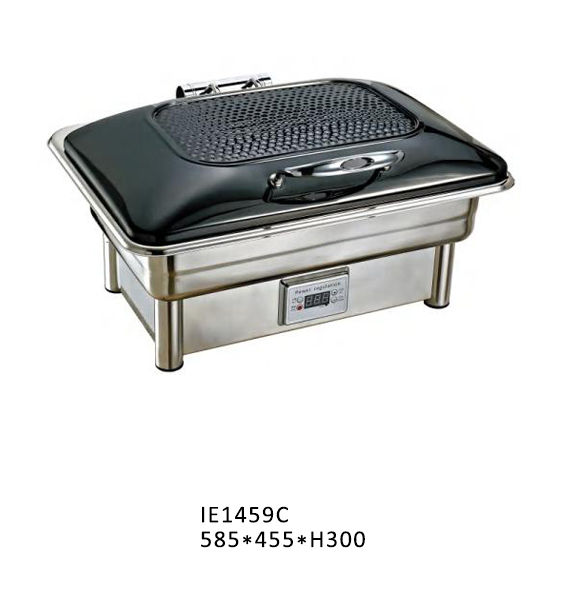 Rectangular Electric Chafing Dish-Rec. Mesh Vent Lid (Black)#IE1459C