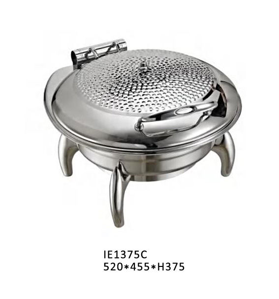 Round Chafing Dish with Circular Mesh Vent Lid (Silver Finish) #IE1375C