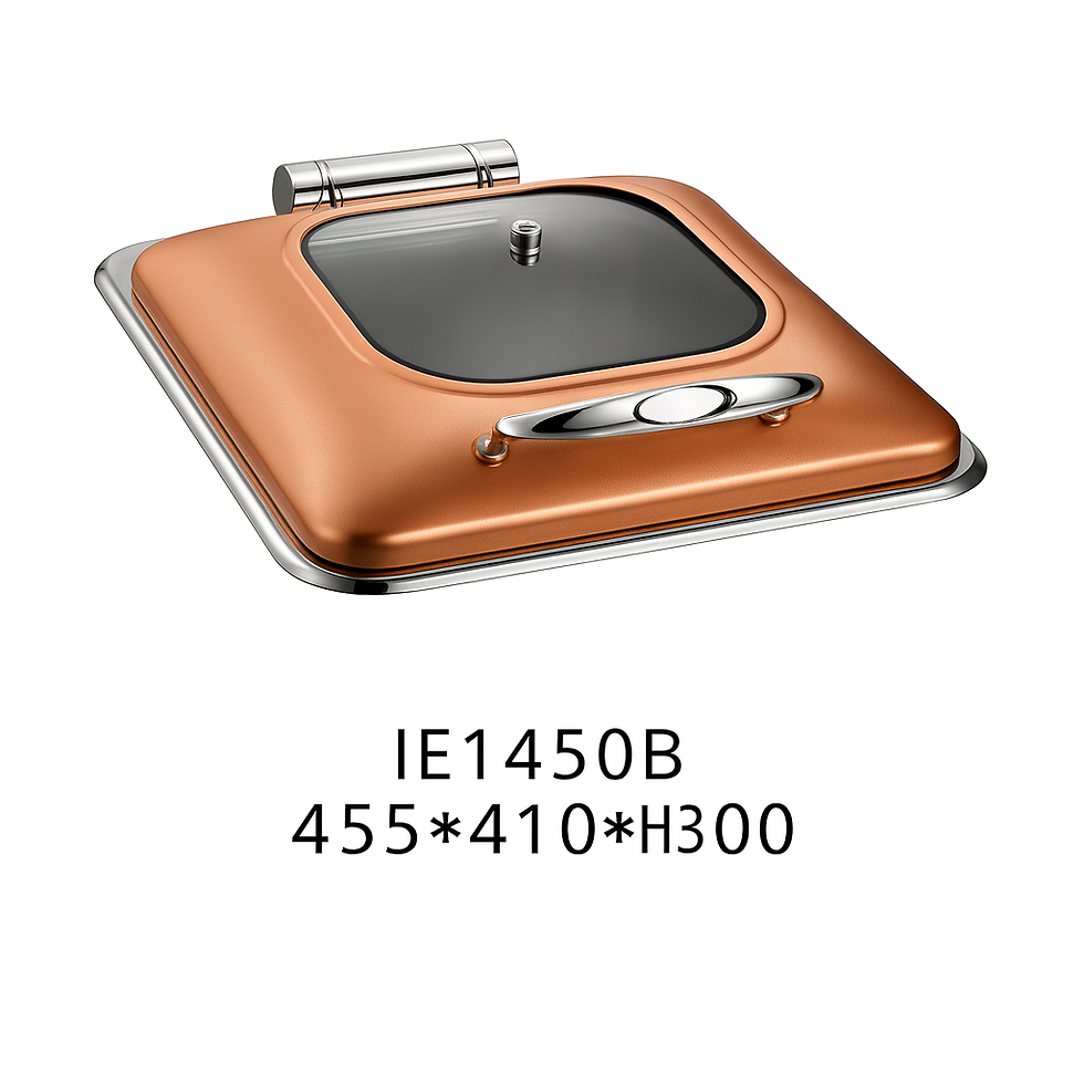 Thumbnail: Square  Glass Lid Electric Chafing Dish (Bright Copper Finish) IE1450B