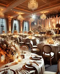  A luxurious event setup featuring elegantly decorated tables 