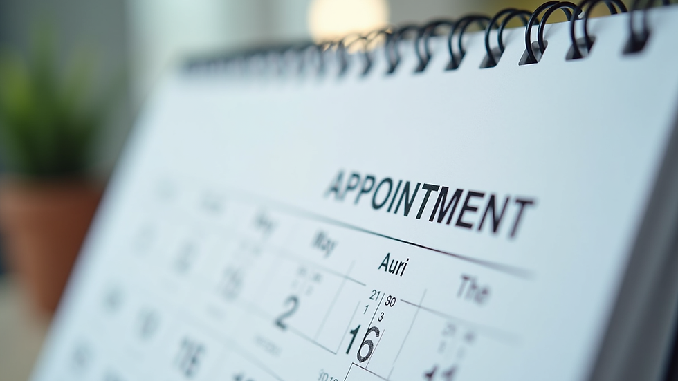 Close-up view of a calendar with a scheduled appointment