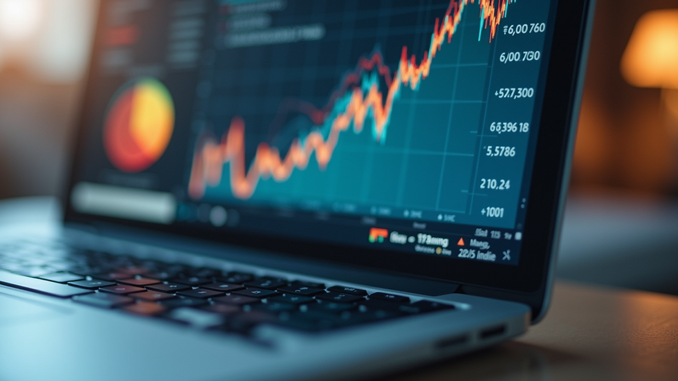 Eye-level view of a laptop screen showing real estate market data