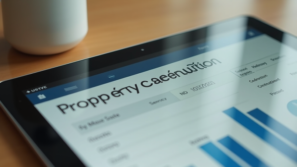 Close-up view of a tablet displaying a rental property calculator