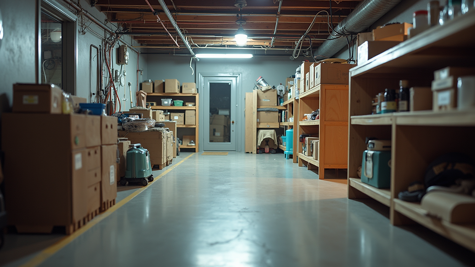 Eye-level view of a clean and organized basement ready for inspection