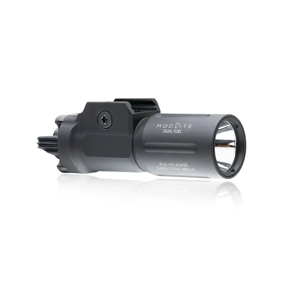 Modlite PL350-PLHv2 pistol light in black hard anodized finish front view
