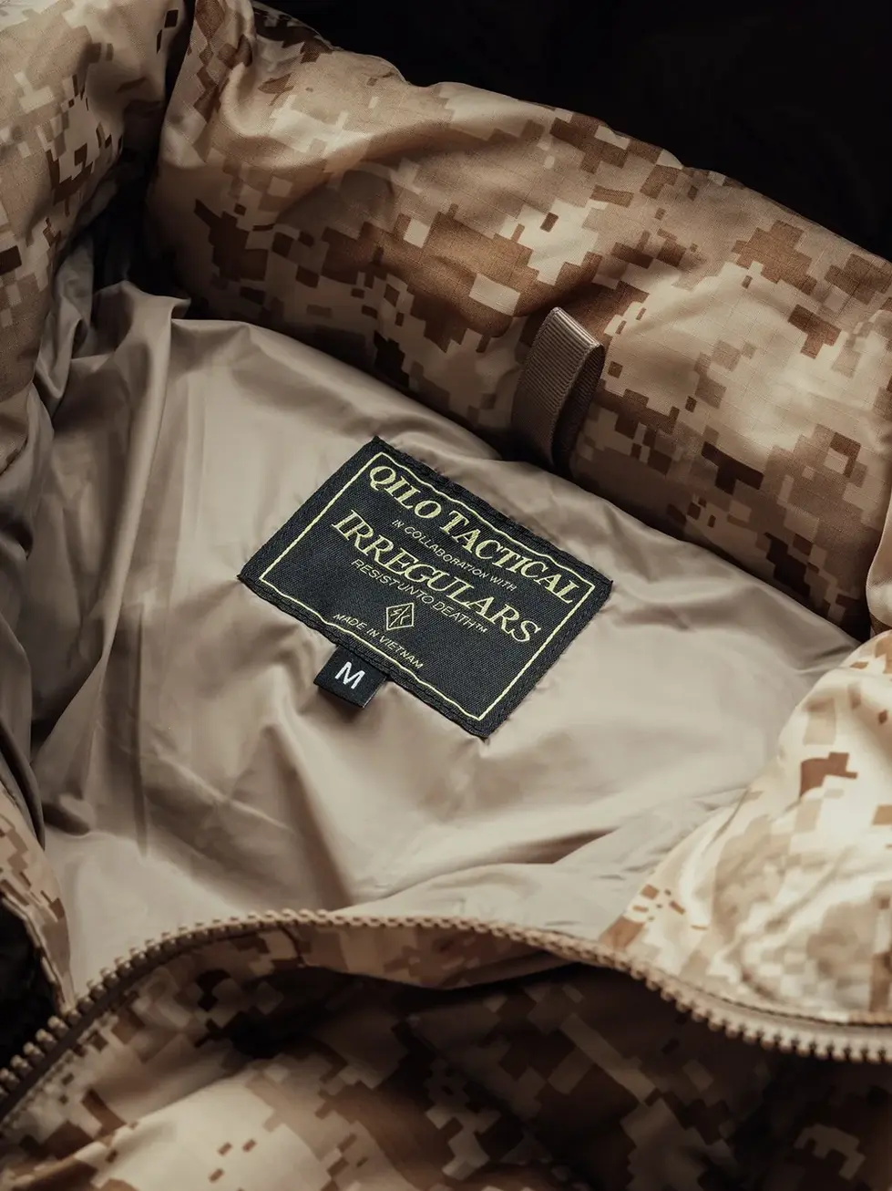 Internal label of QILO x SC Irregulars LHOTSE down puffer in AOR1