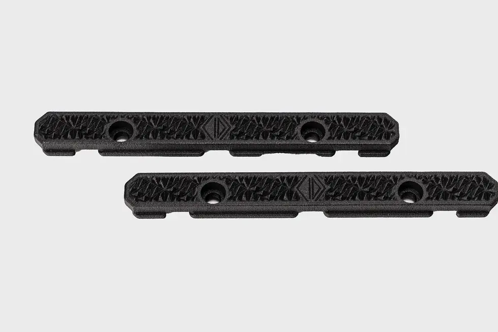 Top view of Irregular Defense MRC THIN 3 handguard panel in black color, showing the diamond texture pattern