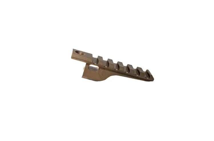 Side view of Irregular Defense OMM MID board in anodized FDE finish