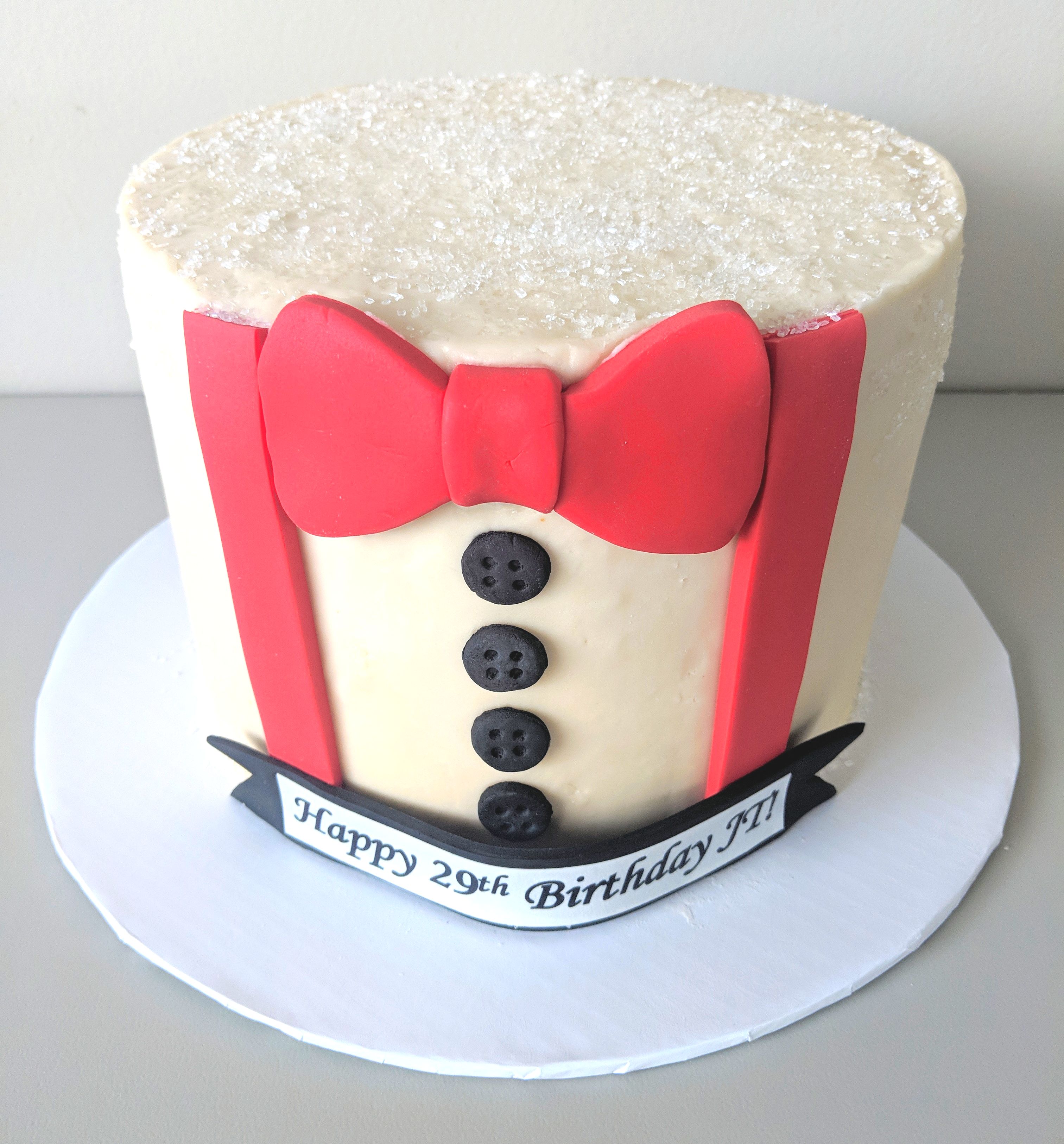 Bowtie & Buttons Birthday Cake