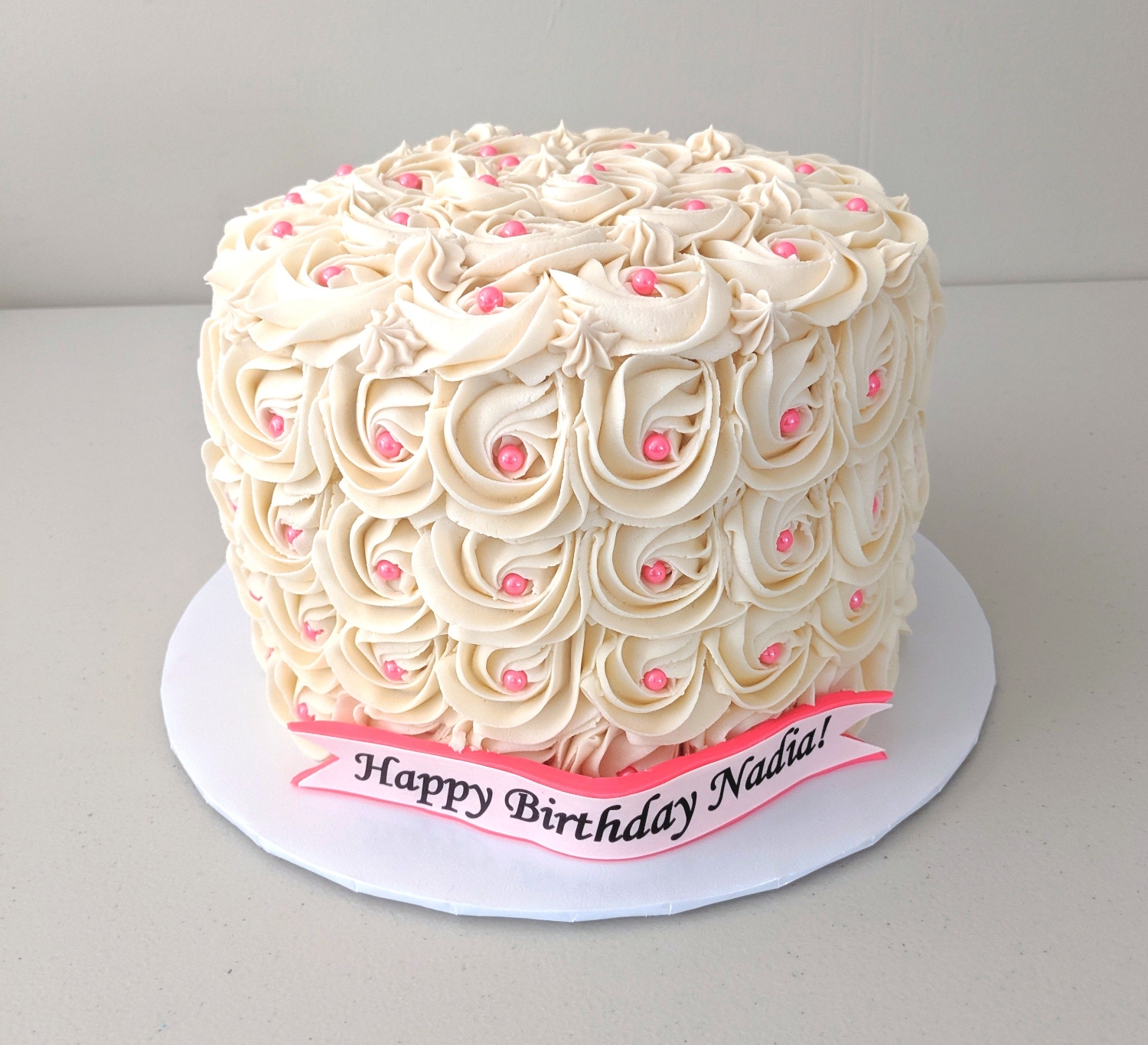 Rosette Cake & Edible Pearls