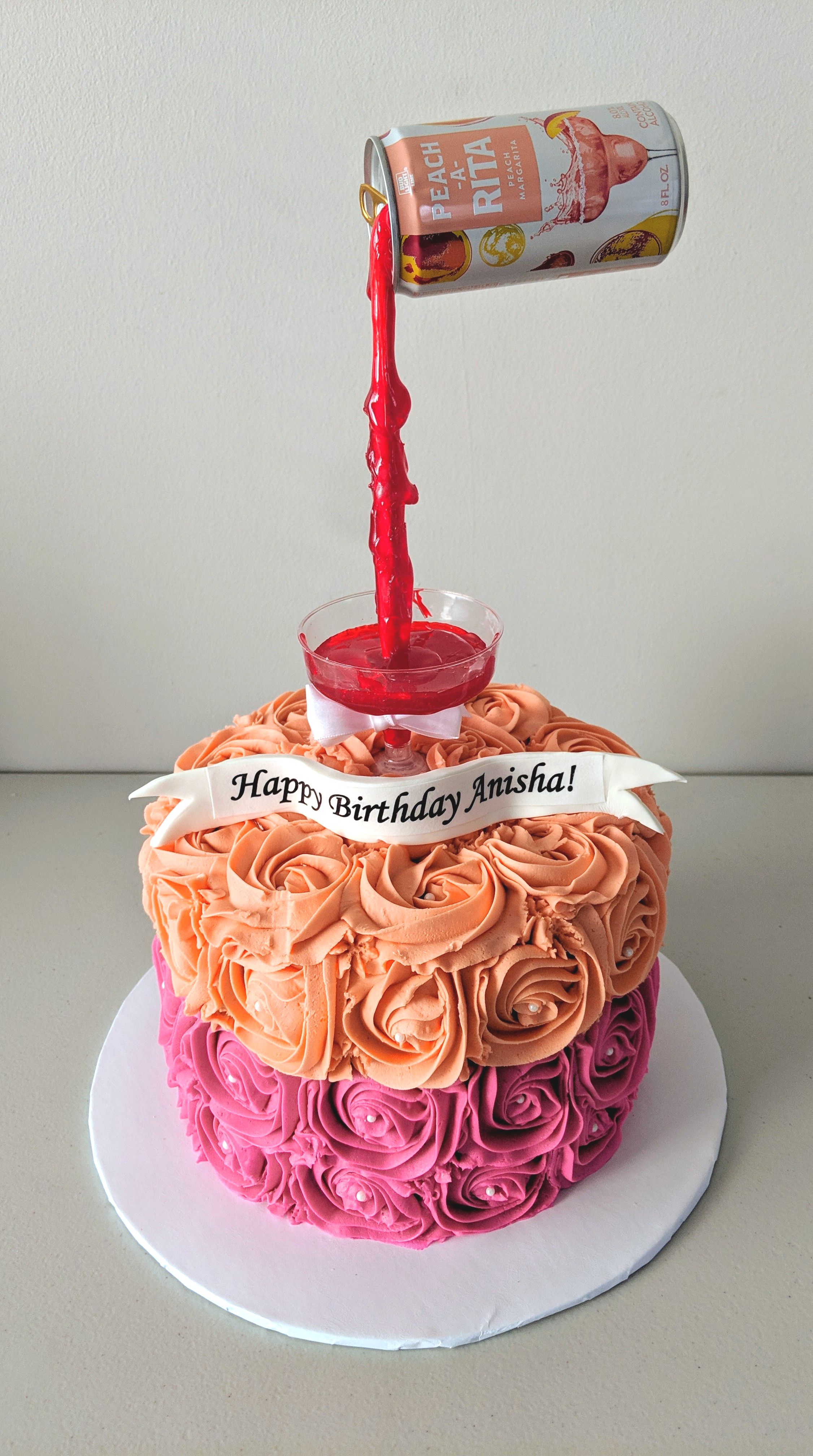 Peach-a-Rita Gravity Rosette Cake