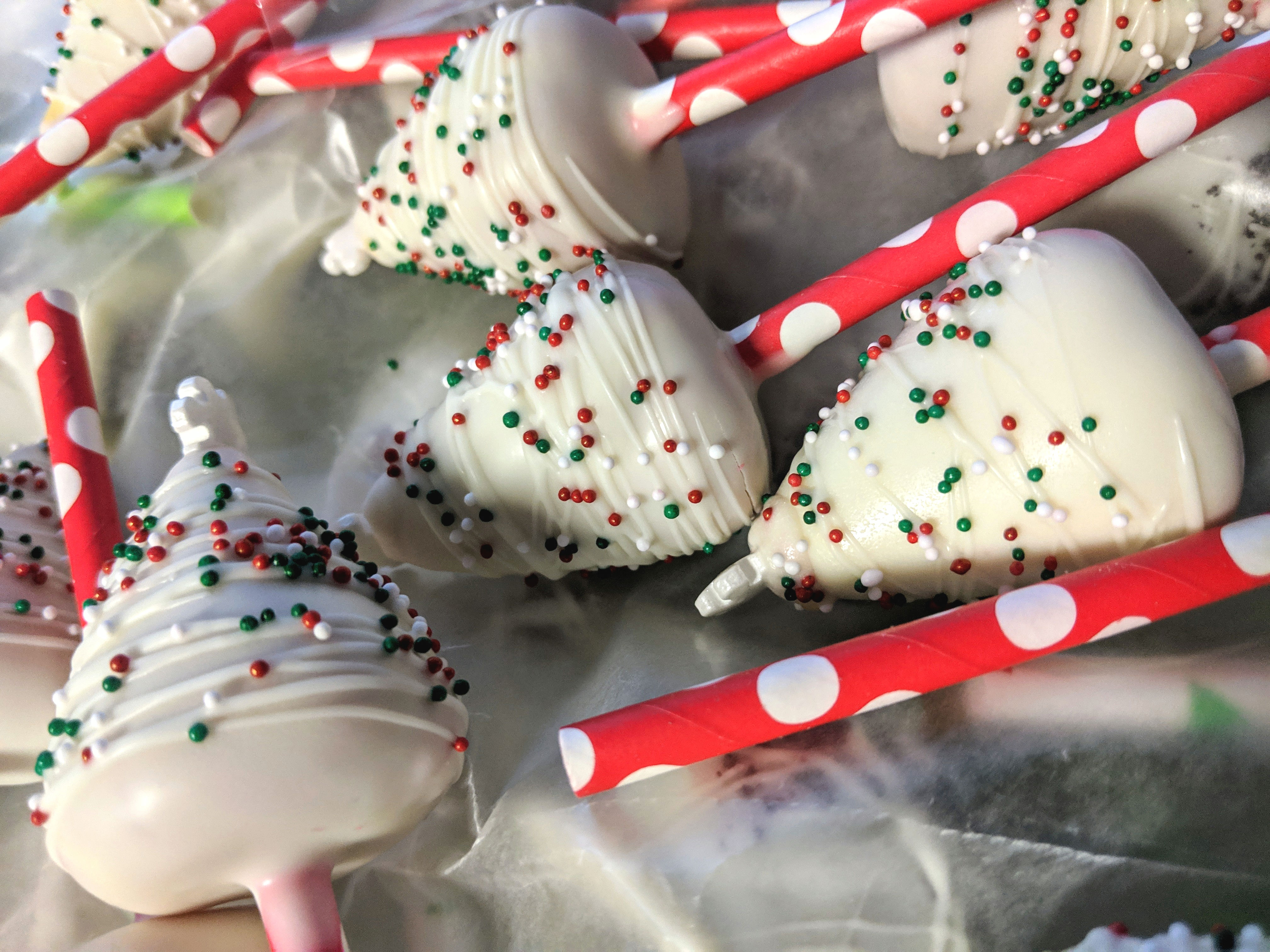 White Christmas Tree Cake Pops