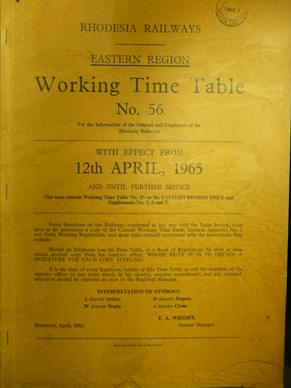 RR Working Timetable1965