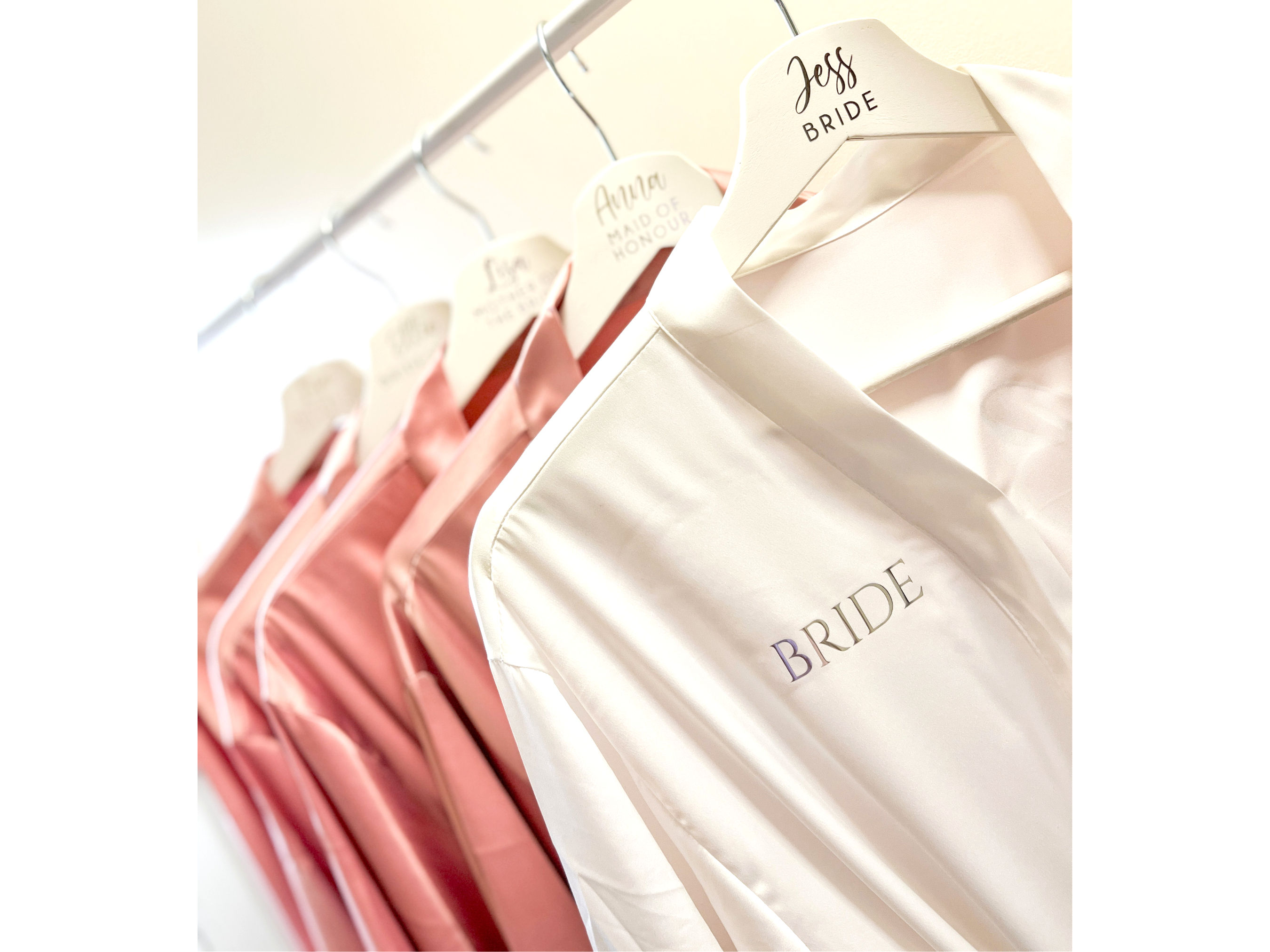 Minimalist satin bridal robe personalised with monogram initials