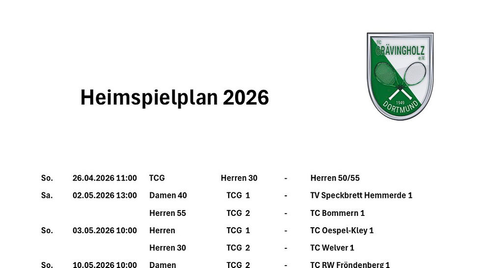 Wann sind unsere Plätze am Wochenende belegt - Heimspielplan veröffentlicht