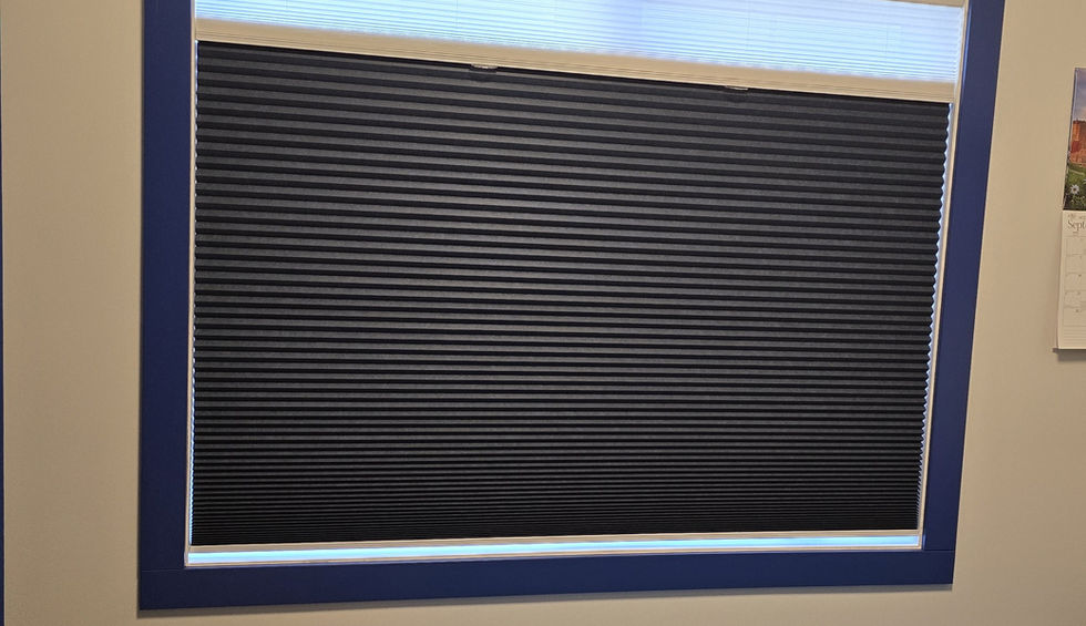 Light-filtering plus blackout honeycomb cellulars mostly blackout on bedroom window