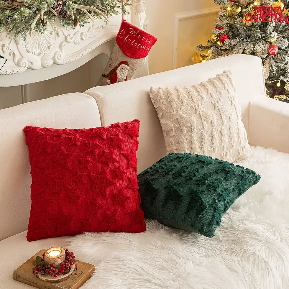 Thumbnail: Christmas Plush Decorative Pillow Cover for Sofa and Living Room Holiday Decor
