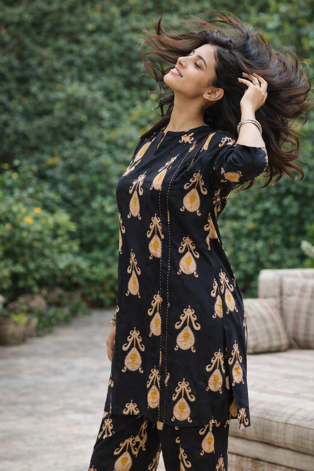 Black Floral Printed Cotton Co-ord Set