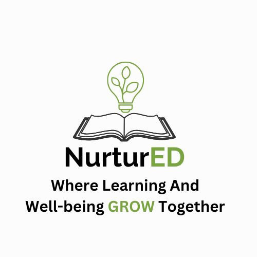 NurturED logo an open book with a lightbulb coming from the pages.