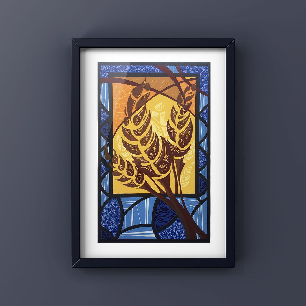 Thumbnail: Wheat In Glass - Lino Print - Limited Edition of 14.