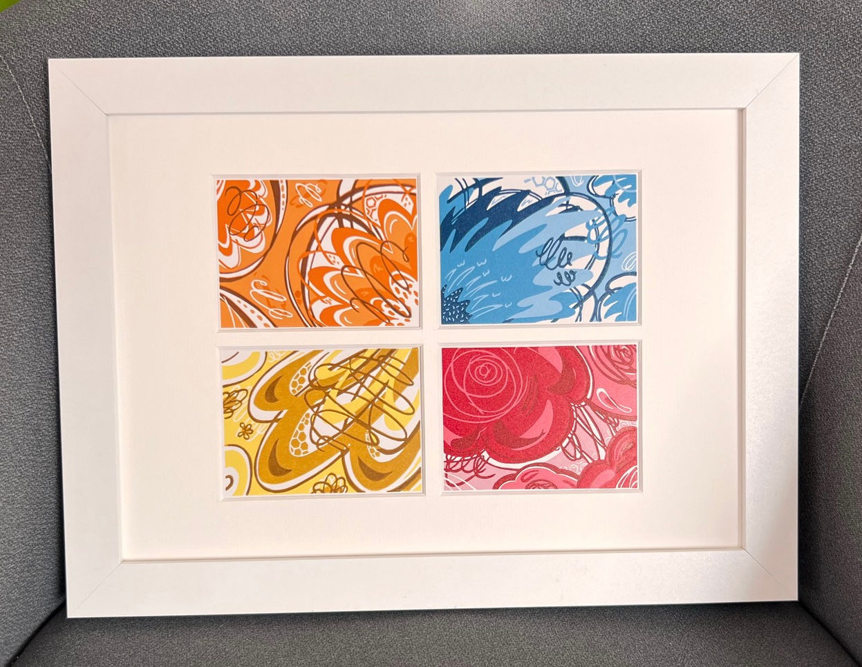 Mini Bee - Blooms - Lino Print - Collection of 4 Limited Edition Mini Bees