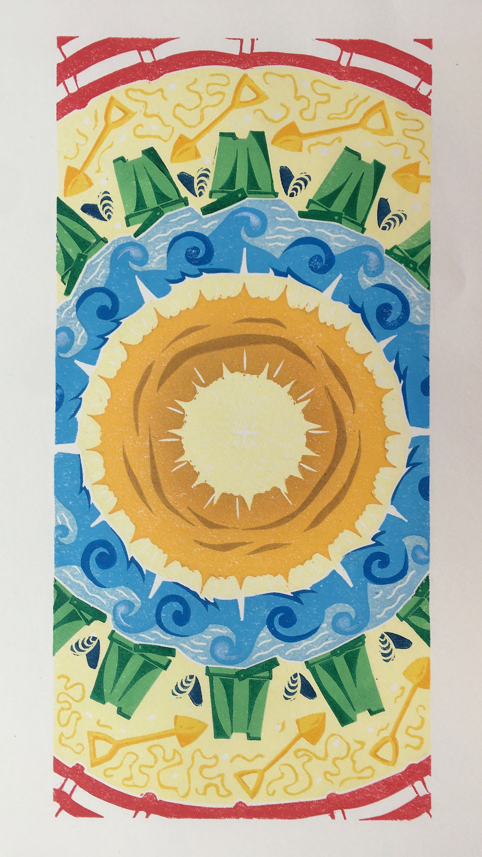 Summer by the Sea - Lino Print - Limited Edition of 10