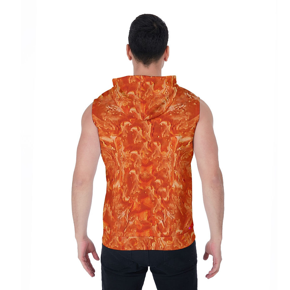 Thumbnail: L.H.'s Orange Holy Ghost Fire Men's Zipper-Up Sleeveless Hoodie