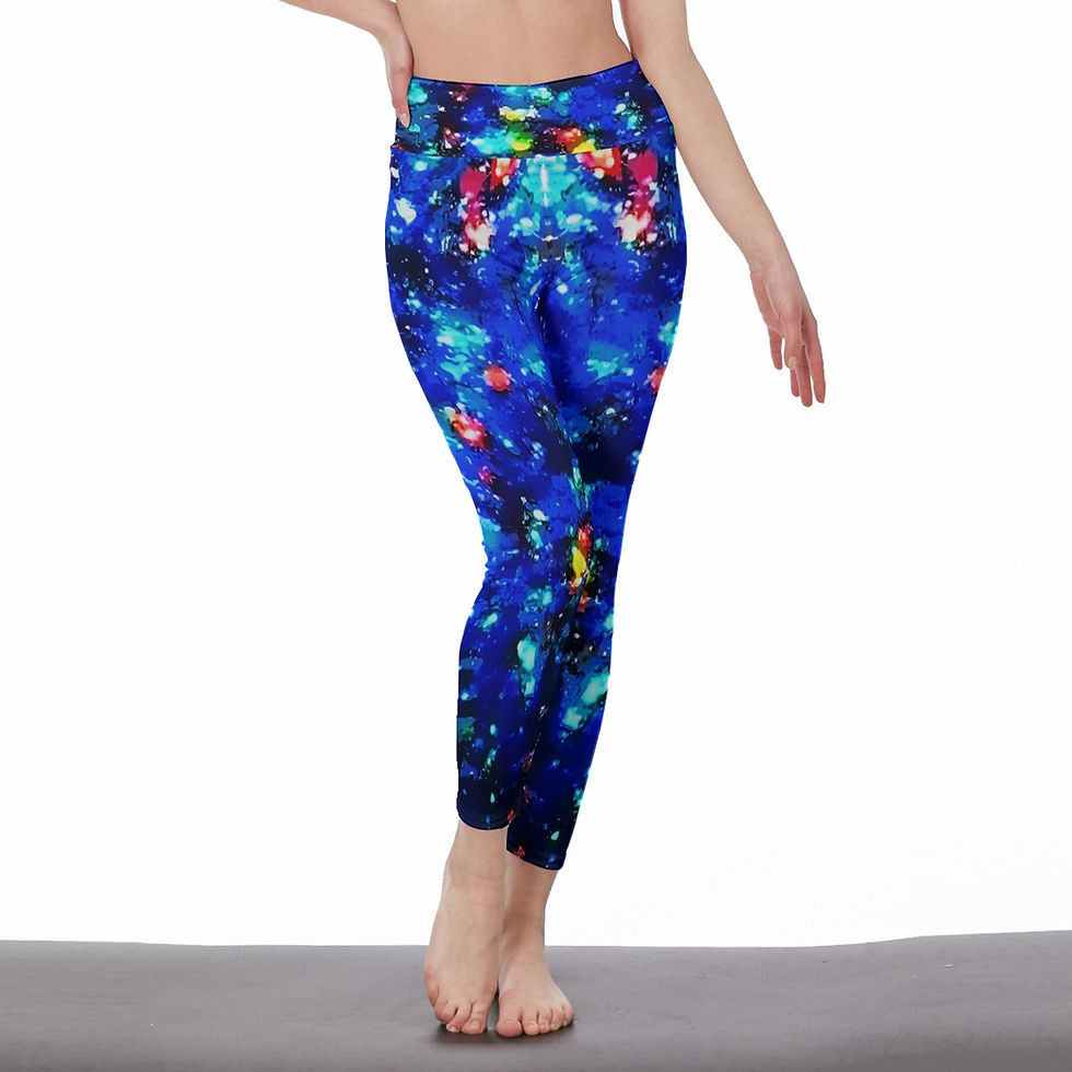 Melinda's Dreamy Blue Sparkles Women's High Waist Leggings