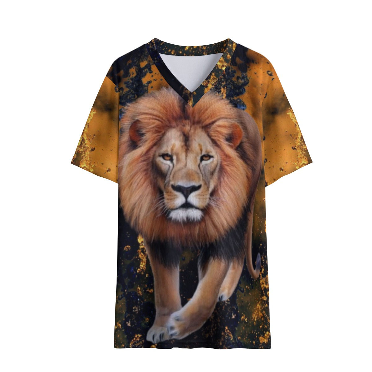 Lion Print Kid's V-neck T-shirt
