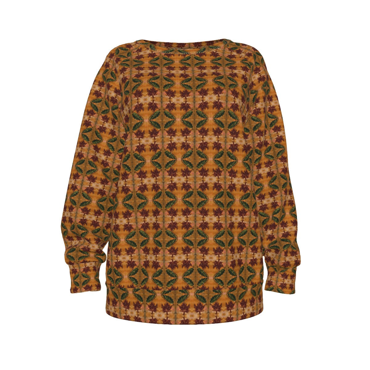 L.H.'s Autumn Whimsy" Leaf-Patterned -   Women's Raglan Sleeve Sweatshirt
