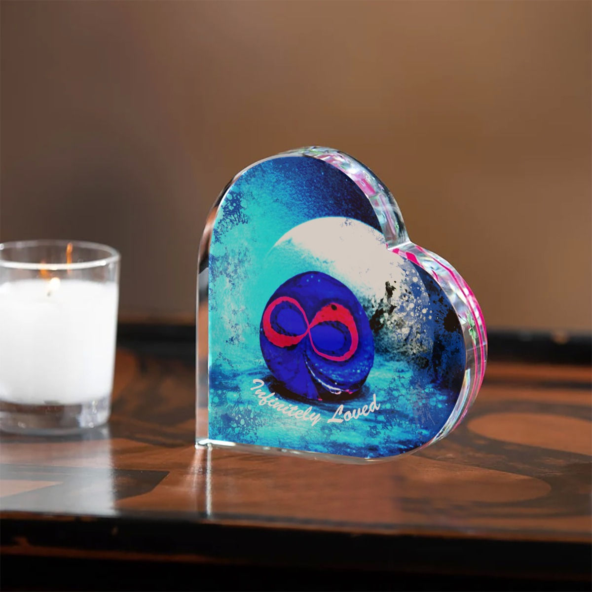 C.B.'s "Infinitely Loved" Acrylic Blue Desktop Heart Ornament