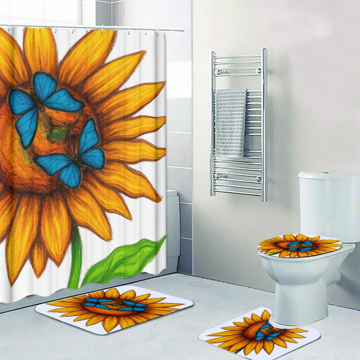 Sunflower Whispers Four-piece Bathroom Set