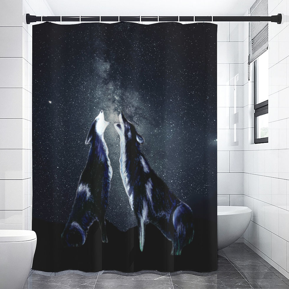 Galaxy Howling Wolves Shower Curtain