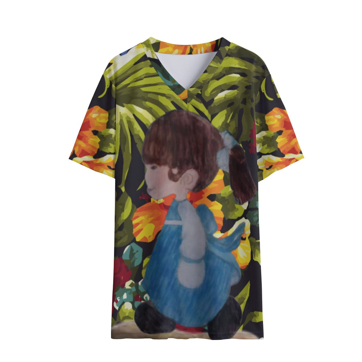 Charity's Dream: Tropical Serenity -Over Print Girl's V-neck T-shirt