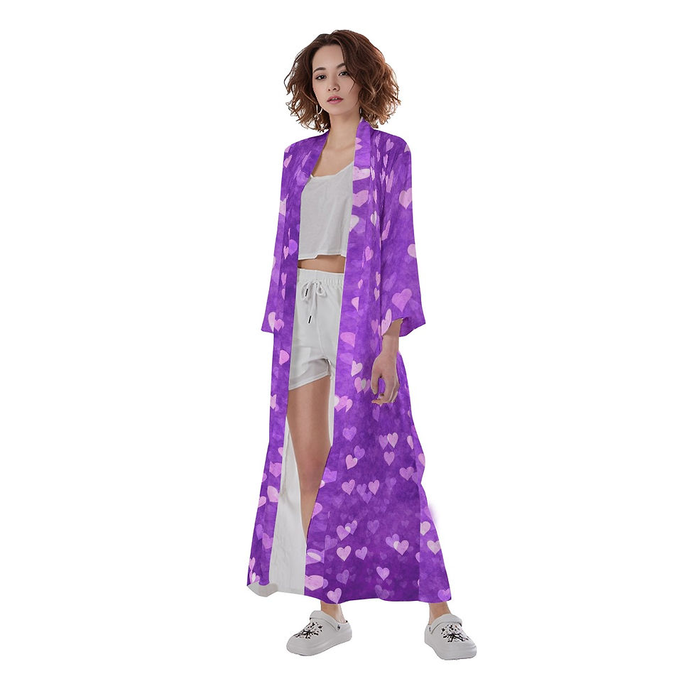 Thumbnail: Sweetheart Women's Long Satin Kimono Robe