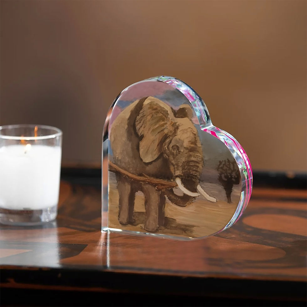 Melinda's Elephant Heart Shaped Desktop Ornament Acrylic