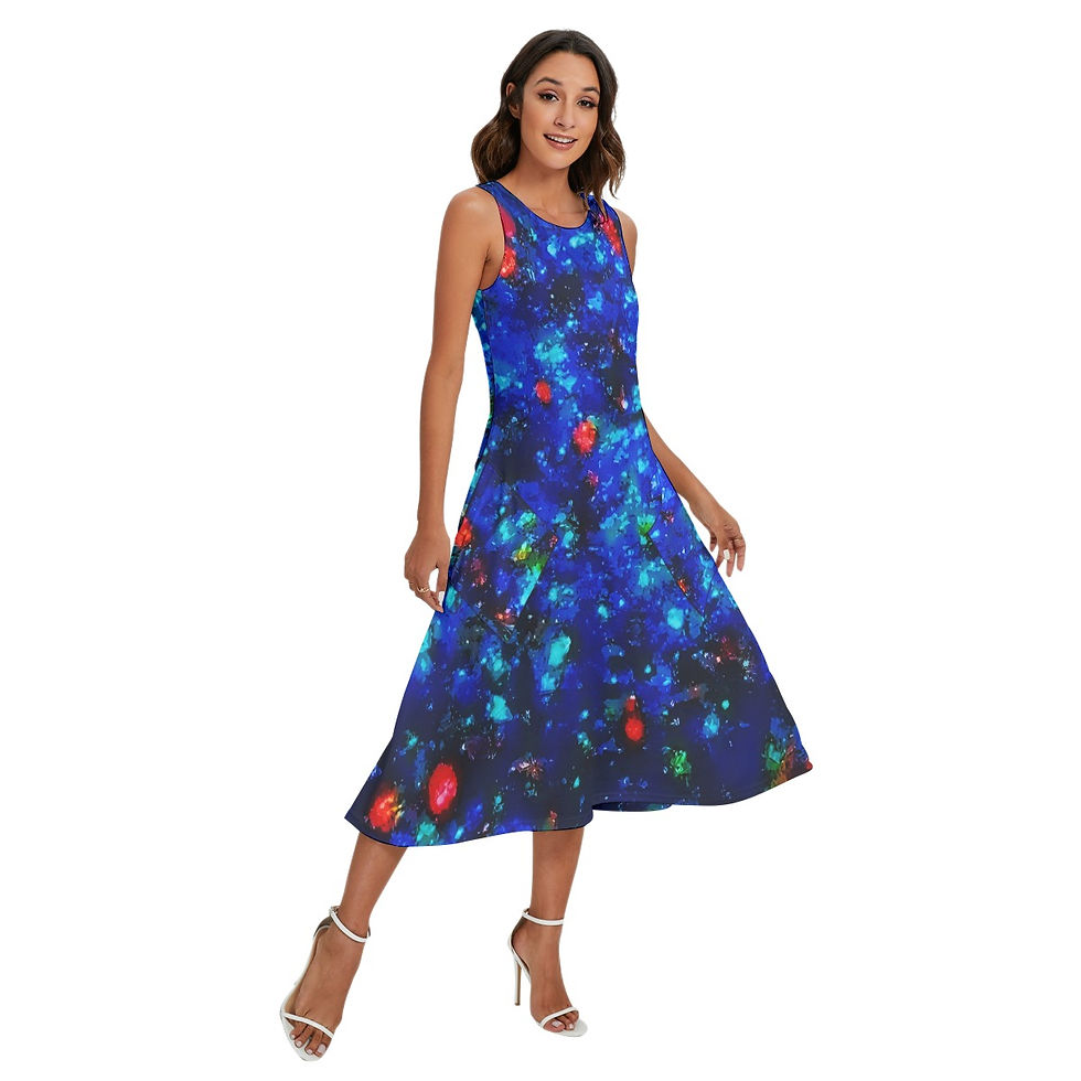 Thumbnail: Dreamy Blue Women's Sleeveless Dress With Diagonal Pocket