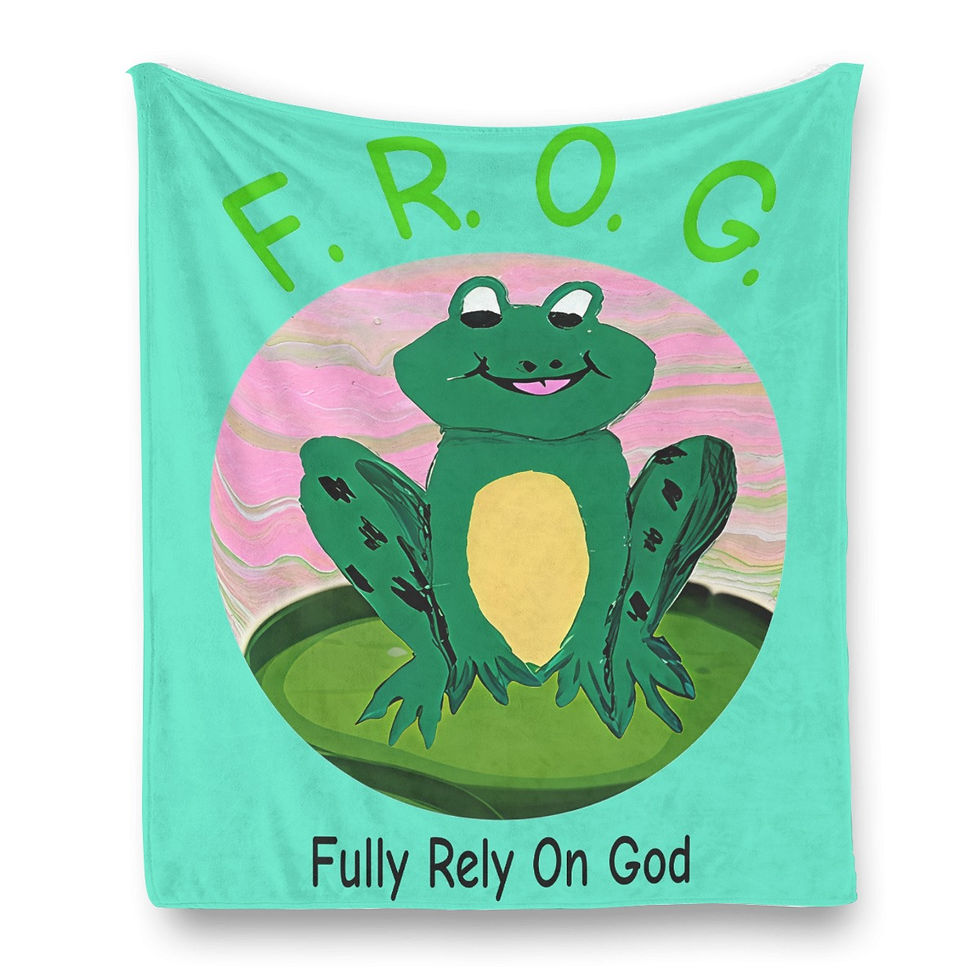 Thumbnail: Frog "Fully Rely on God"  Flannel Blanket