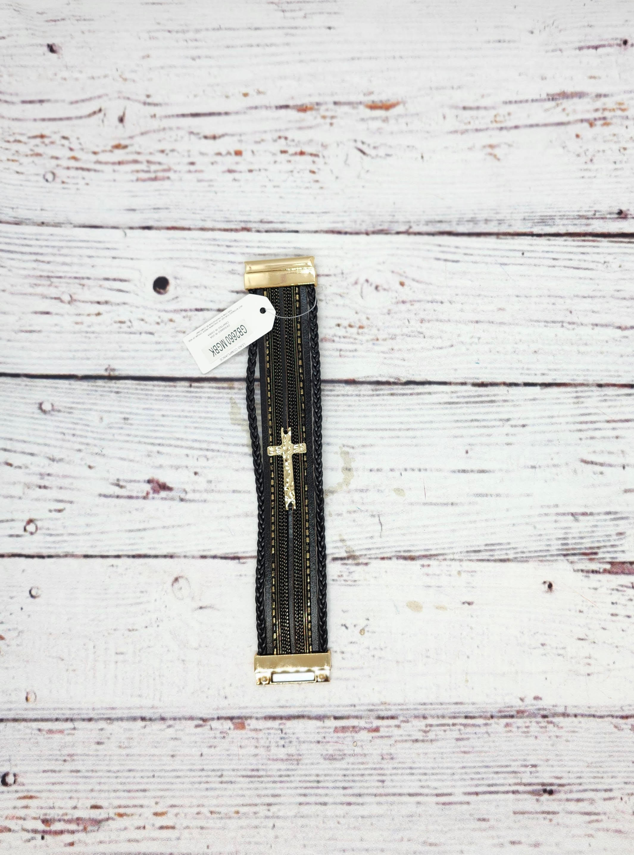Black & Gold Cross Bracelet