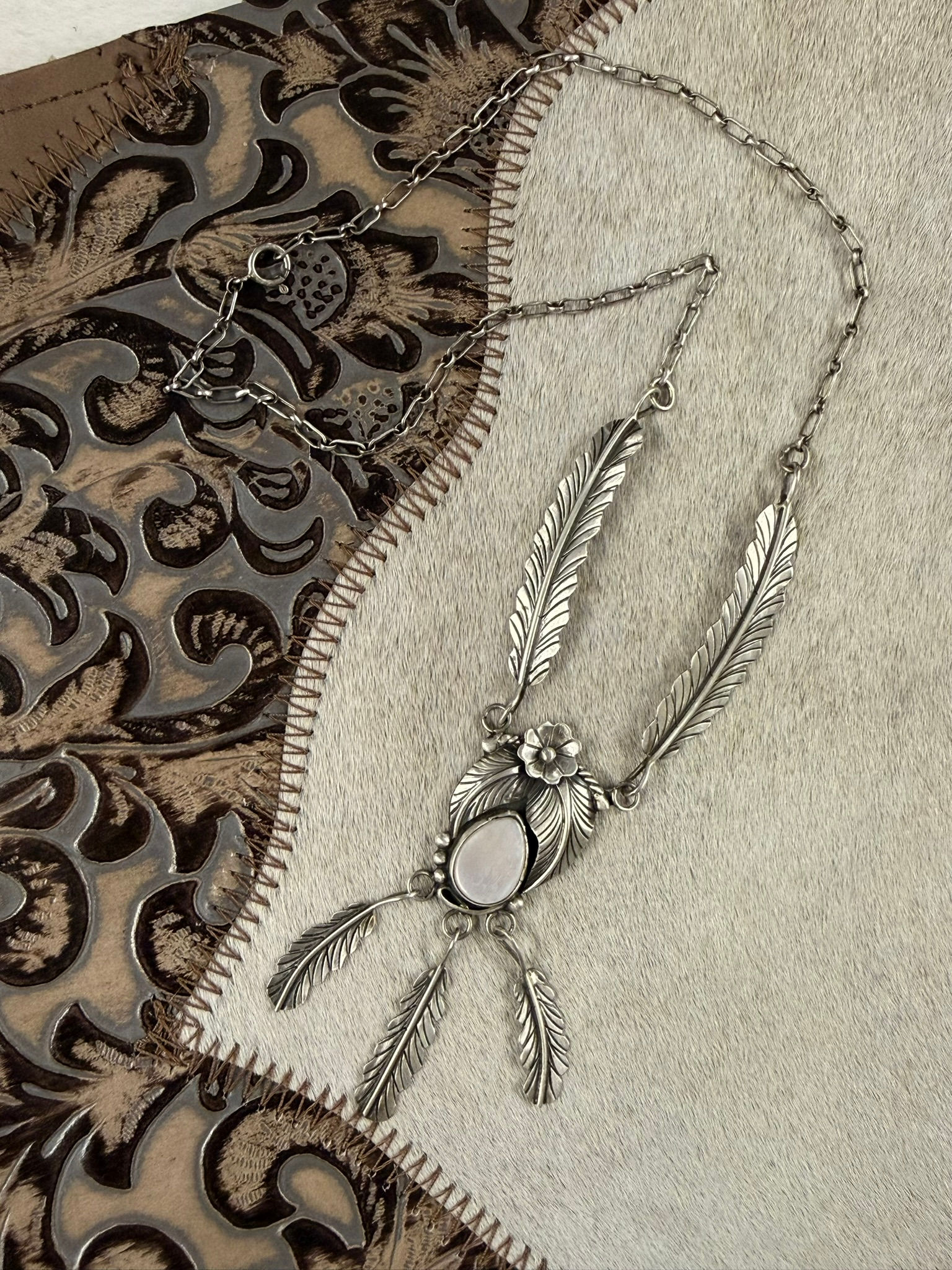 Feather Mother Of Pearl Necklace